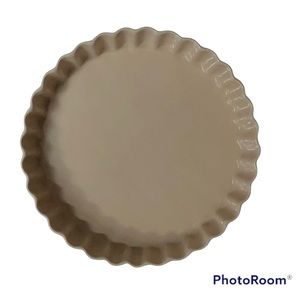 TORTE Pan Pie Quiche Ceramic Vintage Baking Pan Serve Plate Wavy Fluted Bakeware